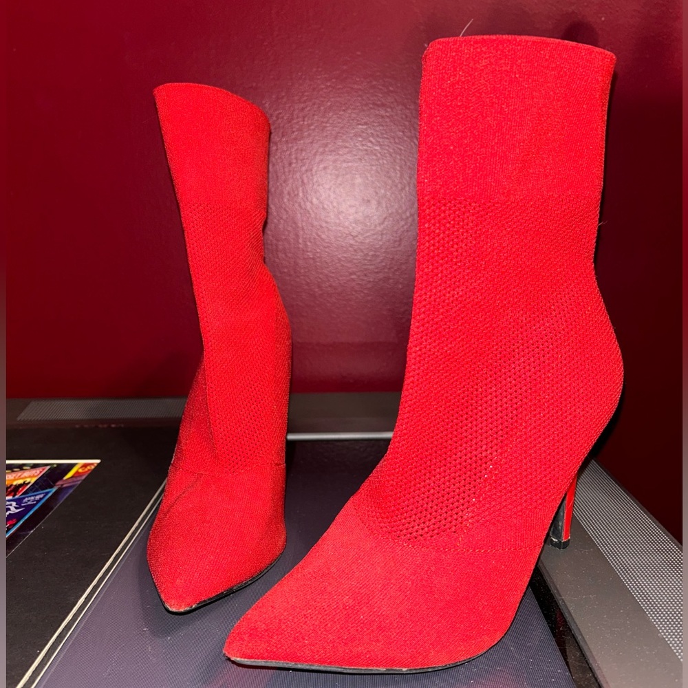 Red stocking boots